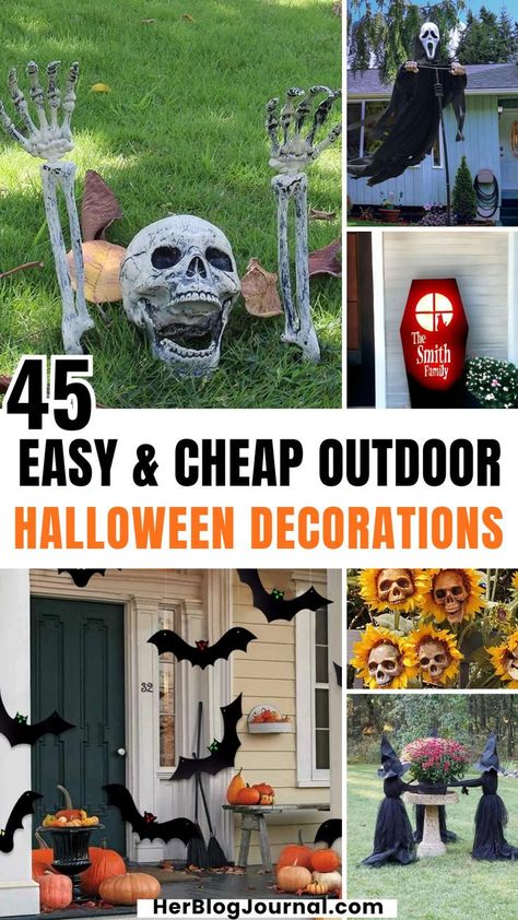 halloween outdoor decorations for front yard Halloween Front Yard, Simple Outdoor Halloween Decor, Diy Halloween Scary, Halloween Yard Decorations Diy, Front Yard Halloween Decorations, Spooky Outdoor Halloween Decor, Halloween Home Decor Ideas, Easy Outdoor Halloween Decorations, Simple Halloween Decor