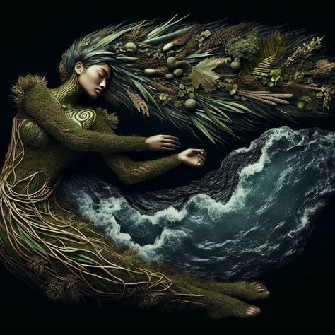 Papatuanuku: Nature's Goddess with Flowing Hair of New Zealand Flora | AI Art Generator | Easy-Peasy.AI Anput Goddess Art, Mother Nature Drawing Goddesses, Maori Gods And Goddesses, Hawaiian Gods And Goddesses, Hawaiian Goddess Art, Nature Goddess, Earth Goddess, Nature Dress, Mother Art