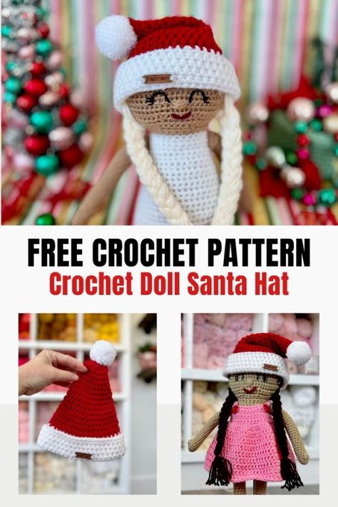 Crochet Patterns Quick, Free Christmas Crochet, Grace And Yarn, Clover Pom Pom Maker, Santa Hat Pattern, Crochet Santa Hat, Friends Crochet, Beginner Crochet Patterns, Crochet Patterns Easy