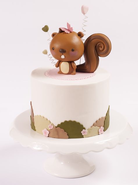 . Squirrel Cake, Woodland Cake, Animal Cakes, Fondant Cupcakes, Caking It Up, Sugar Craft, Cake Boss, Little Cakes, Cute Cupcakes