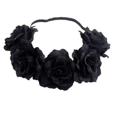 Hair Garland Wedding, Rose Flower Headband, Black Rose Flower, Hair Garland, Festival Headband, Rose Flower Crown, Flower Crown Headband, Rose Headband, Goth Wedding