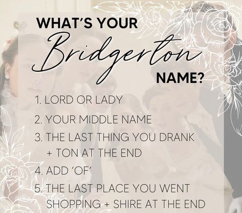 Tell us your Bridgerton name!😉 Your Bridgerton Name, Bridgerton Name, Royal Aesthetic, Middle Name, Name Generator, What Is Your Name, Little People, Your Name, On Instagram