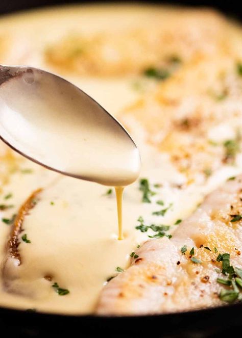 Wine Sauce For Fish, White Wine Sauce For Fish, White Sauce For Fish, Sauce For Fish, White Wine Sauce Recipes, Baked Haddock, Simple Restaurant, White Fish Recipes, White Sauce Recipes