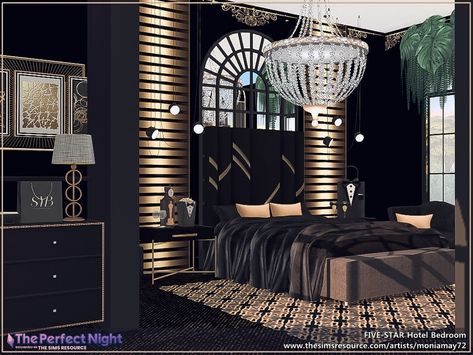 Sims 4 Bedroom Ideas, Bedroom Sims 4, Sims Room, Mods Ts4, Black Bedroom Sets, Luxury Bedroom Sets, Club Furniture, Sims Inspiration, Sims 4 Bedroom