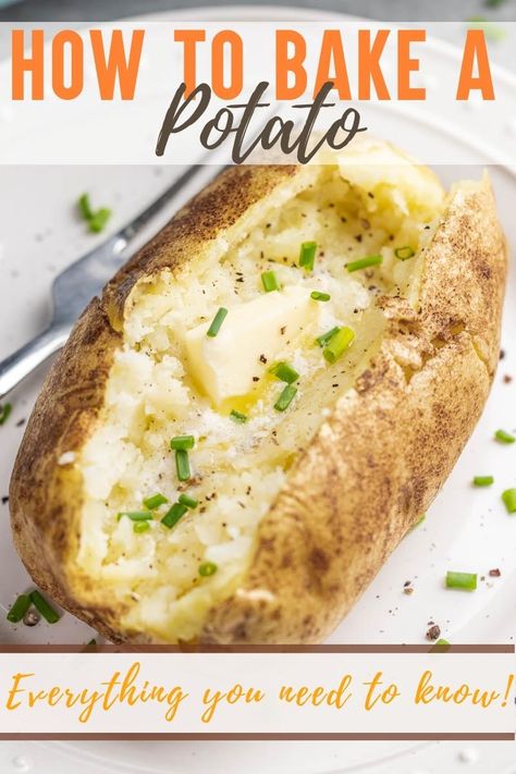 How to Bake a Potato How To Bake Potatoes In Oven, Bake Potatoes In Oven, Best Potatoes For Baking, Baked Potatoes In The Oven, Microwave Baked Potato, Vege Dishes, Perfect Potatoes, Baked Potato Microwave, Cooking Baked Potatoes