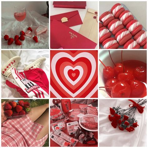 Valentine Core Aesthetic, Cherry Moodboard, Red Moodboard Aesthetic, Red Aesthetic Moodboard, Red Mood Board, Pretty Moodboards, Instagram Feed Organizer, Red Moodboard, Red Core