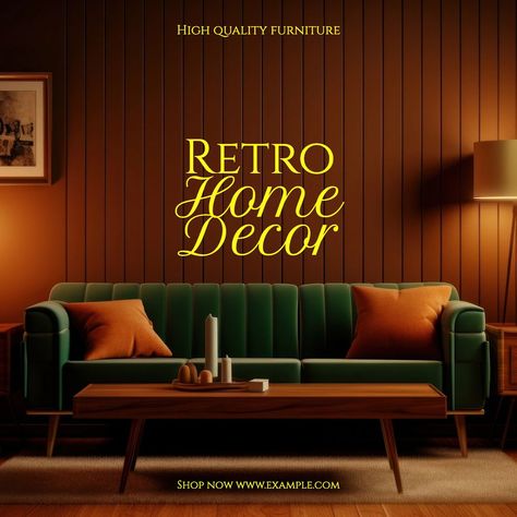 Retro home decor Instagram post template, editable text | free image by rawpixel.com / audi Home Decor Instagram Post Ideas, Interior Hotel, Retro Interior Design, Hotel Concept, Retro Room, Furniture Classic, Retro Interior, Hotel Interiors, Aesthetic Template