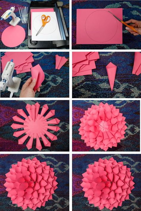 How To Make Flowers Out Of Construction Paper, Paper Flowers For Wall Decor, How Do You Make Paper Flowers, Paper Crafts For Wall Decoration, Butcher Paper Flowers, Flower Making Crafts Decoration, Creative Paper Craft Ideas, Paper Flowers For Bulletin Board, How To Hang Paper Flowers Backdrops