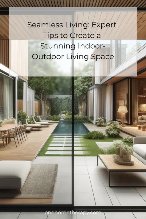 Embrace the charm of seamless living with our expert tips on creating a stunning indoor-outdoor living space! Immerse yourself in the harmony of nature while enjoying the comfort of home- a perfect blend where indoor opulence meets outdoor freedom. This article aims to empower you with design tips, blend your interior with the exterior, achieve functional versatility, and establish a unifying aesthetic that ensures seamless transition from your living room to your patio, and beyond! The secret b Indoor Outdoor House Design, Cozy Sofas, Indoor Outdoor Living Room, Green Backyard, Small Herb Gardens, Expensive Decor, Home Therapy, Entryway Inspiration, Smart Home Design