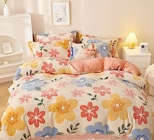 LMONMOO Pink Duvet Cover Twin, Fluffy Comforter Cover Set, Kawaii Bedding Sets for Girl Ultra Soft Cute Floral Bed Set for Kids (Flower, Twin) Cartoon Queen, Kawaii Bedding, Bedding Twin, Fluffy Comforter, Pink Duvet, Floral Bedding Sets, Velvet Duvet, Girls Bedding Sets, Pink Duvet Cover