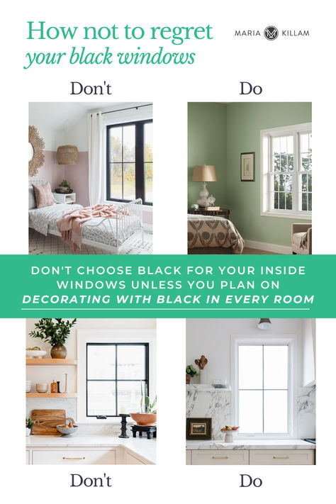 Black windows with a white exterior and interior is the hottest trend going at the moment, but are they right for you? Here is what you need to know before you choose black windows for your home. White Shutters Black Windows, Black Window Bedroom, Black Exterior Windows White Interior, Black Or White Window Frames, Black Exterior White Interior Windows, Painting Interior Windows, Black Or White Windows, Black Windows Vs White Windows, White Vs Black Windows