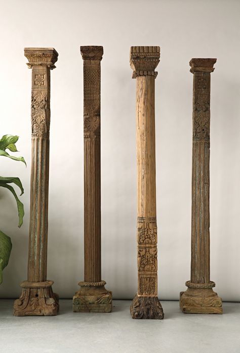 Found Vintage Wood Pillar Candlestick Support Column Ideas, Pillar Decor, House Pillars, Pillar Decorations, Wood Pillars, Columns Decor, Marble Pillar, Wood Column, Wooden Pillars