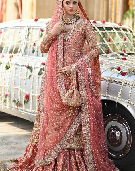 Watermelon Pink Bridal Masterpiece Order now https://malikwears.com/product/watermelon-pink-bridal/ +923023276242 #malikwears Net Shirt, Pakistani Bridal Makeup, Latest Bridal Lehenga, Pakistani Bridal Dresses, Pink Bridal, Swarovski Stones, Net Dupatta, Bridal Look, Velvet Fashion