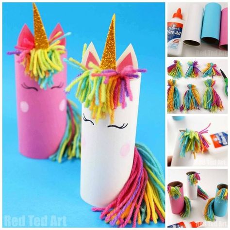 Toilet Paper Roll Unicorn for Preschoolers - Red Ted Art's Blog Unicorn Crafts Diy, Diy Unicorn Crafts, Unicorn Craft, Toilet Paper Crafts, Unicorn Crafts, Spring Crafts For Kids, Toilet Paper Roll Crafts, Paper Roll Crafts, Winter Crafts For Kids