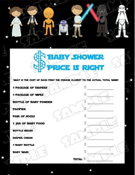 Star Wars Printables, Star Wars Baby Shower, Star Wars Theme Party, Price Is Right Games, Star Wars Quotes, Star Shower, Bridal Shower Printables, Star Wars Facts, Modern Baby Shower