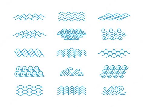 Simple Tattoos Wave, From River To The Sea, Ocean Vector Art, River Symbol Tattoo, Waves Doodle Simple, Water Drawing Simple, Water Symbol Tattoo, Ocean Line Drawing, Ocean Symbols