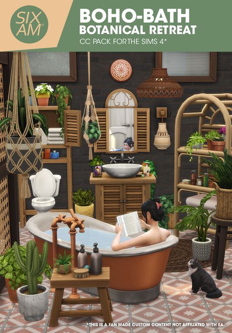 Sims 4 Bohemian, Sixam Cc, Sims Room, Sims4 Build, Sims Interior, Sims Decor, Sims 4 Cottage, Mods Sims 4, Furniture Cc