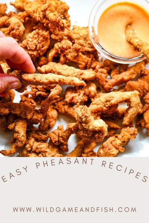 Pickle Brined Fried Pheasant Tenders with dipping sauce Pheasant Recipes, Rabbit Recipes, Alpha Gal, Wild Game Recipes, Baked Salmon Recipes, Game Recipes, Rabbit Food, Wild Game, Game Food