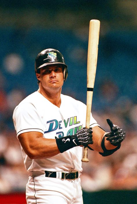 Jose Canseco - Tampa Bay Devil Rays Odel Beckham, Bash Brothers, Mlb Uniforms, Famous Baseball Players, Baseball Legends, Rays Baseball, Sf Giants Baseball, Jose Canseco, Sports Photo