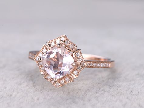 Morganite Engagement Ring Rose Gold, Pink Morganite Engagement Ring, Fine Engagement Rings, Rose Gold Morganite, Engagement Rings Cushion, Diamond Promise Rings, Stunning Engagement Ring, Morganite Engagement, Morganite Engagement Ring