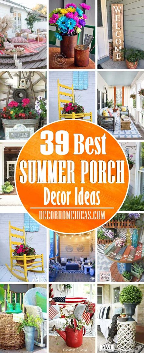 45 Best Summer Porch Decor Ideas To Freshen Up the Entrance of Your Home | Decor Home Ideas Bohemian Porch, Home Decor Ideas Kitchen, Home Decor Apartment, Summer Porch Decor, Porch Styles, Decor Ideas Kitchen, Summer Front Porches, Home Decor Minimalist, Large Lanterns