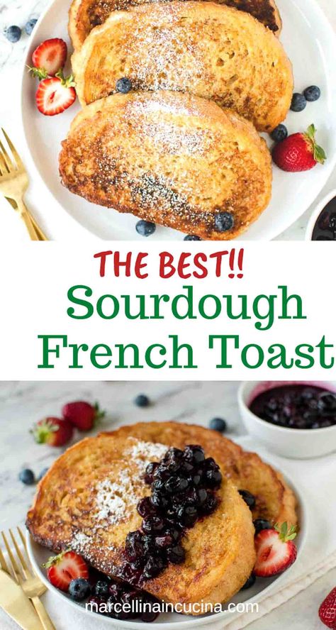 Sourdough Bread Egg Breakfast, Sourdough Discard French Toast, Sour Dough Toast Ideas, Sourdough Bread French Toast, French Toast Sourdough, French Toast Sourdough Bread, Baked Sourdough French Toast, French Toast Casserole Sourdough, Sour Dough French Toast