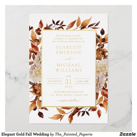 Rust Wedding, Wedding Invitations Leaves, Wedding Rehearsal Dinner Invitations, Rustic Fall Wedding, Watercolor Floral Wedding Invitations, Fall Wedding Invitations, Foil Invitations, Elegant Fall, Wedding Leaves