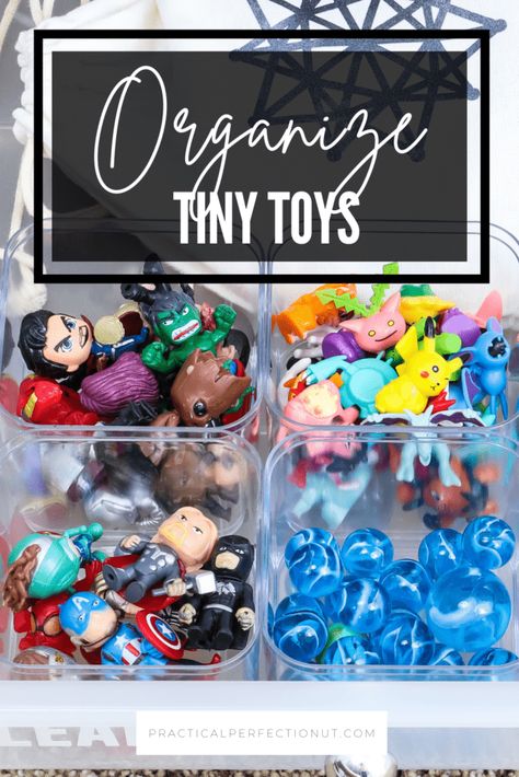 It seems like every day, new and tiny toys are created and marketed to children. These tiny toys can be so much fun for kids, but they can also be a pain to keep organized! They can get lost easily and they can be really difficult to keep together. But there are some easy ways... Small Room Toy Organization, Small Toy Organization, Toy Organizer Ideas, Counseling Room, Slime Containers, Tiny Toys, Free Printables Organization, Daycare Room, Toy Storage Solutions