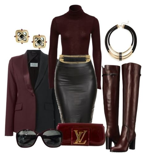 Wine by dawndyb on Polyvore featuring polyvore, fashion, style, Maison Margiela, Sergio Rossi, Louis Vuitton, Topshop, Dallas Prince, Chanel, Balmain and clothing Boots Skirt, Mode Rockabilly, Boots Design, Eyes Model, Beautiful Boots, A Skirt, Looks Chic, Makeup Skincare, Business Attire