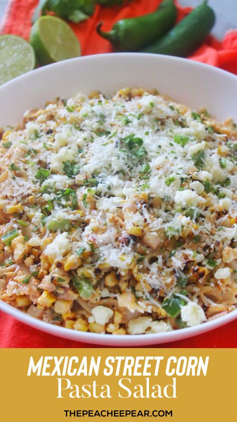 White bowl filled with corn pasta topped with cheese. Mexican Street Corn Pasta Salad, Mexican Street Corn Pasta, Street Corn Pasta Salad, Street Corn Pasta, Corn Pasta Salad, Slow Cooker Chicken Fajitas, Kids Lunch Box Meals, Finger Foods For Kids, Carne Asada Tacos