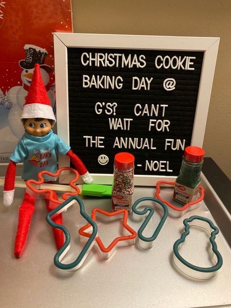 Elf On The Shelf Milk And Cookies, Elf On The Shelf Lets Make Cookies, Cookie Elf On The Shelf, Elf Baking Cookies, Elf On The Shelf Making Cookies, Elf On Shelf Cookie Ideas, Elf Cookies On The Shelf, Elf On The Shelf Baking Cookies Ideas, Elf Baking Ideas