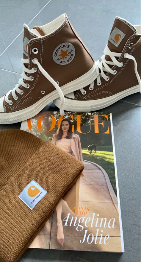 Carhartt X Converse, Brown Chuck 70, Carhartt Converse, Converse Carhartt, Trendy Converse, 70 Converse, Chuck 70 Converse, Brown Converse, Orange Beanie