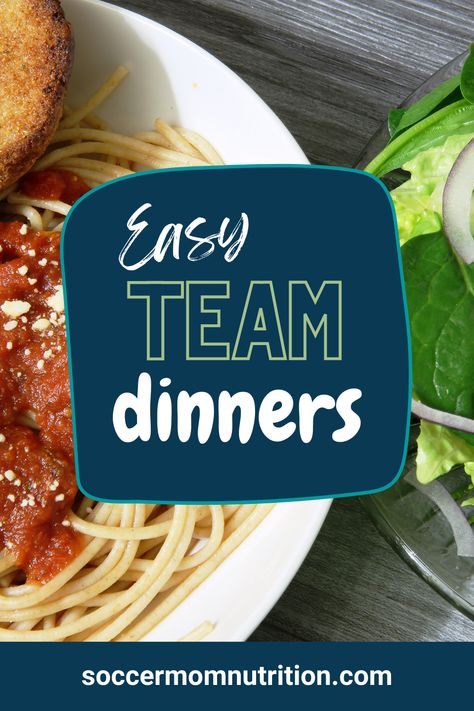 Marching Band Dinner, Football Pasta Party, Easy Meals For Team Dinners, Football Team Dinner Ideas Meals, Sports Team Pasta Dinner, Football Team Pregame Meal, Pregame Team Meal Ideas, Team Dinners Volleyball, Marching Band Meals