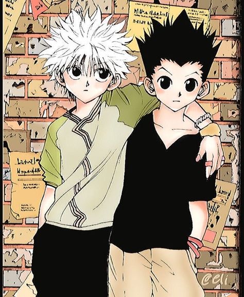 Gon And Killua Matching Icons Manga, Hunter X Hunter Colored Manga, Killua Looking At Gon, Hxh Colored Manga, Killua Manga Colored, Gon And Killua Manga, Manga Colored Wallpaper, Killua And Gon Fanart, Gon And Killua Fanart