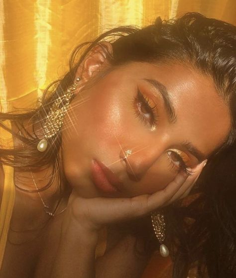 Girls With Nose Piercing, Cassie Maddy, Stud Aesthetic, South Asian Women, Best Makeup Looks, Abstract Makeup, Saree Outfit, Asian Makeup Looks, Yellow Makeup