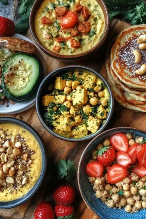 Start your day strong with these delicious vegan high-protein breakfasts! Each recipe is packed with plant-based protein, making them perfect for fitness lovers and anyone wanting a nutritious kick to their morning. Whether you're craving protein pancakes, smoothie bowls, or hearty oat bowls, we've got you covered with easy and satisfying recipes. Fuel your day with clean energy and delicious flavors that keep you full till lunch. Hit the ground running with breakfast that's not only nutritious but also completely vegan and tasty! Hearty Vegan Breakfast, High Protein Vegetarian Breakfast Ideas, Plant Based Protein Breakfast, Vegan High Protein Breakfast, Vegan Breakfast Bowl, High Protein Vegetarian Breakfast, High Protein Plant Based, Vegan Protein Breakfast, Satisfying Recipes