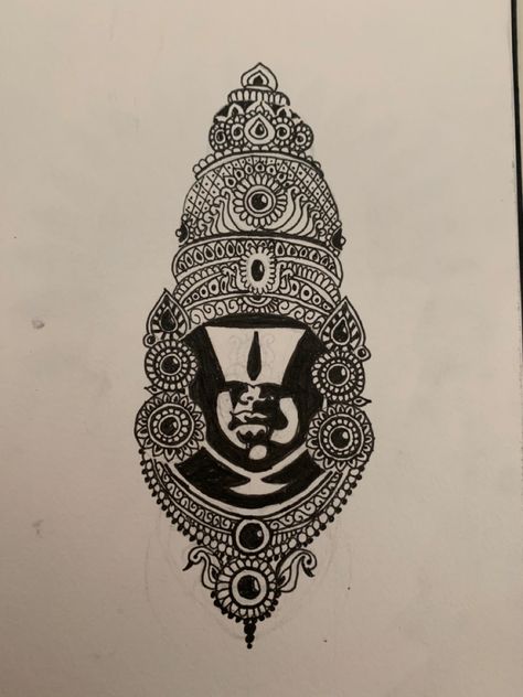 Lord Balaji Drawing, Balaji Mandala Art, Balaji Sketch, Balaji Drawing, Lord Balaji Logo, Name Mandala Art, Lord Narayana, God Painting, Mandala Sketch