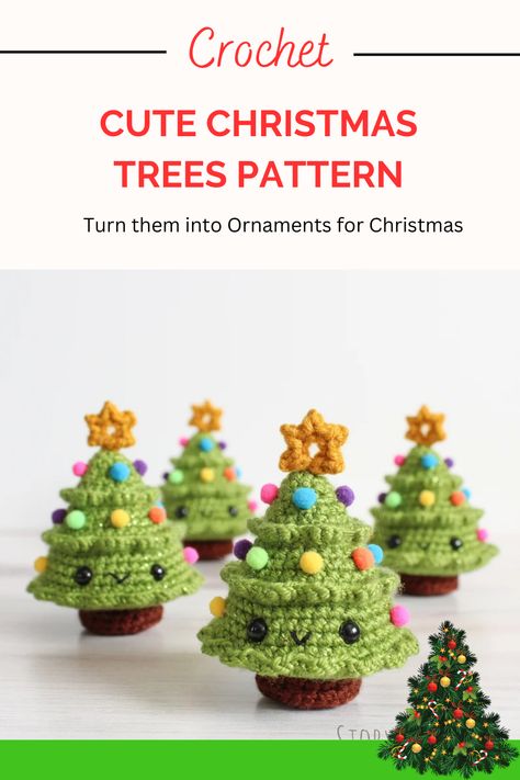 Crochet these little Christmas trees for your home or to hang on your Christmas tree as an Ornament #crochet Crochet Mini Christmas Tree Free Pattern, Tiny Crochet Christmas Tree, Amigurumi Christmas Tree Free Pattern, Crochet Small Christmas Tree, Mini Crochet Christmas Tree, Free Crochet Pattern Christmas Tree, Christmas Tree Amigurumi Free Pattern, Christmas Tree Decorations Crochet, Free Crochet Christmas Ornaments Pattern Tree Decorations