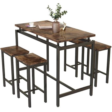 Trent Austin Design® Bremer 5 - Piece Counter Height Dining Set | Wayfair Modern Kitchen Table And Chairs, Friends Breakfast, Modern Kitchen Table, Modern Wood Kitchen, Kitchen Table And Chairs, Wooden Bar Table, Counter Height Pub Table, Bar Height Dining Table, Modern Kitchen Tables