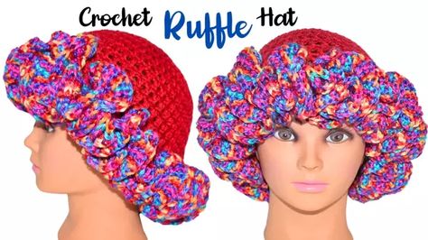 Crochet Ruffle Hat Crochet Ruffle Hat Free Written Pattern, Crochet Ruffle Bucket Hat Pattern Free, Crochet Ruffle Hat, Kids Fathers Day Crafts, Ruffle Hat, Crochet Ruffle, Crochet Frog, Crochet Hat Free, Crochet Business