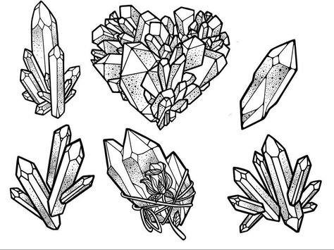 Geode Tattoo Ideas, Crystal Tattoo Stencil, Crystal Cluster Tattoo, Crystals Drawings, Crystal Cluster Drawing, Dark Crystal Tattoo, Crystal Tattoo Design, Crystal Sketch, Crystals Drawing