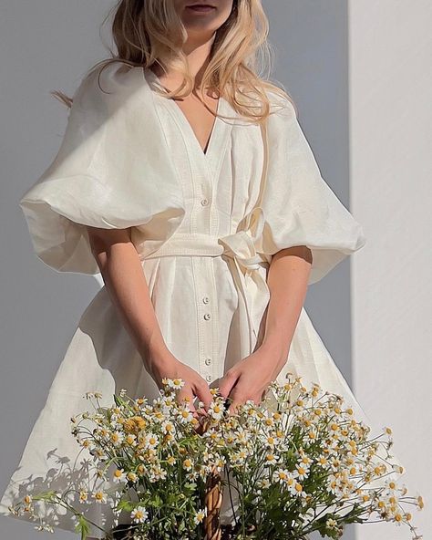 White Flowy Dress With Puffy Sleeves, White Dress With Puffy Sleeves, Flowy A-line Puff Sleeve Dress For Spring, Summer White Flowy Puff Sleeve Dress, White Flowy Feminine Puff Sleeve Dress, Elegant White A-line Puff Sleeve Dress, White Flowy Shirt, Dress With Puffy Sleeves, Home Photo Shoots