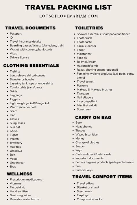 This is the ultimate year-round travel packing list that will make packing stress-free, so you never have to worry about forgetting your trip essentials! Wwoofing Packing List, Personal Bag Packing List, Packing For 3 Day Trip, Travel List Packing, Mini First Aid Kit, Travel Packing List, 3 Days Trip, Cream Outfits, Travel Toothbrush