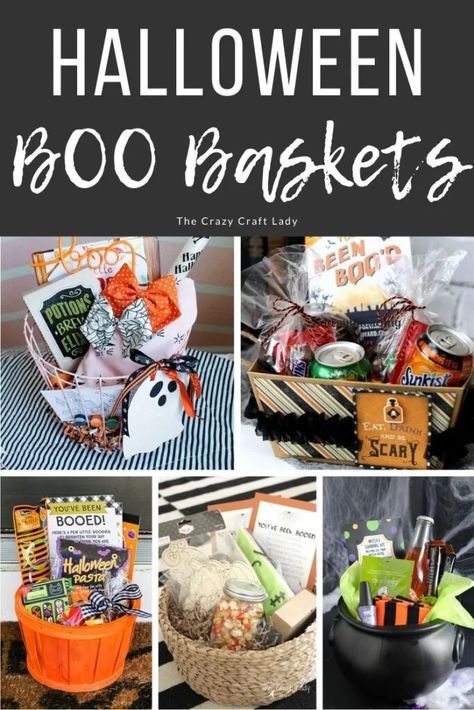 Boo Gifts For Neighbors, Halloween Treat Baskets, Movie Night Basket, Boo Basket Ideas, Halloween Themed Snacks, Diy Halloween Gifts, Boo And Buddy, Fall Gift Baskets, Boo Gift