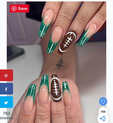 Football Nails Design, Philadelphia Eagles Nails, Game Day Nails, Packer Nails, Steelers Nails, Super Bowl Nails, Nfl Nails, Basketball Nails, Football Nail Designs