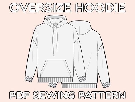 Hoodie Sewing, Hoodie Sewing Pattern, Layered Hoodie, Sewing Templates, Printable Sewing Patterns, Hoodie Pattern, Hoodie Fits, Sweatshirts Pattern, Sewing Pattern Sizes