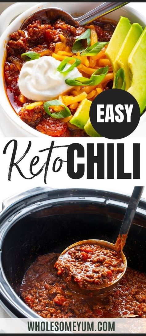 Easy Keto Chili, Low Carb Chili Recipe, Keto Chili, Beef Chili Recipe, Low Carb Chili, Recipe Low Carb, Keto Beef, Keto Crockpot Recipes, Boiled Egg Diet Plan