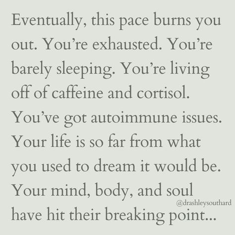 Urgency fuels Overfunctioning. Until this frenetic, angsty pace burns you out and leaves you completely drained. The Self-Restored Woman values a slower pace, allowing her to breathe, smile, feel, discern, and respond. 🌸 A pace that makes space for her to feel the joy of the life she is hand-crafting, centered around what lights her up 🦋 #overfunctioningwoman #selfrestorationismine #slow #fightorflight #nervoussystem #nervoussystemregulation #relationships #relationshipgoals #marriage ... Slower Pace Of Life Quotes, 2024 Reset, Healing Journaling, Love Is Not Enough, Self Centered, Life Choices, Healthy Relationship, Burn Out, Self Improvement Tips