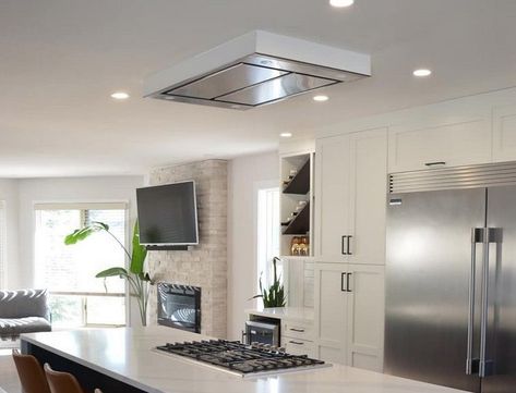 Ceiling Mount Range Hood Victory SKY Kitchen Island Vent, Kitchen Vents, Ceiling Mount Range Hood, Full House Remodel, Ceiling Hood, Kitchen Ceiling Design, Cabinet Island, Community Kitchen, Stove Range