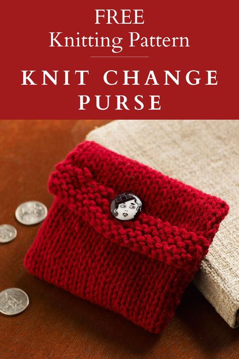 Coin Purse Knitting Pattern, Easy Knit Purse, Knit Wallet Pattern Free, Easy Small Knitting Projects For Beginners, Knit Coin Purse Free Pattern, Knit Purse Patterns Free Easy, Knitted Coin Purse, Small Bag Knitting Pattern, Easy Knitted Bags Free Patterns